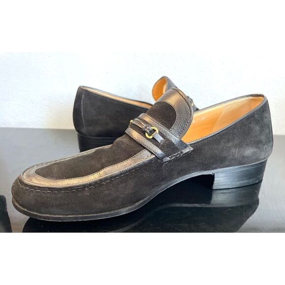 Gucci Black Suede Leather Trimmed Bit Men’s Loafers Made in Italy Size 43/9.5 M - Picture 8 of 15
